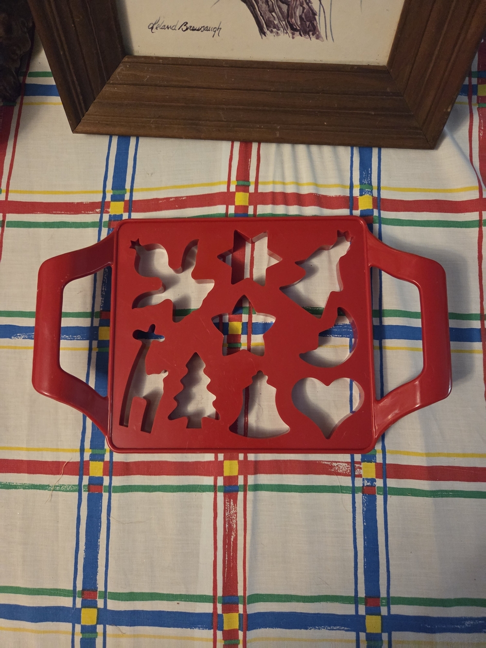Red Plastic Holiday Cookie Cutter Tray